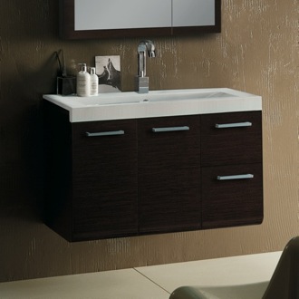 Wall Mounted Bathroom Vanity & Sink, 38 Inch, Wenge Iotti LE1C-Wenge